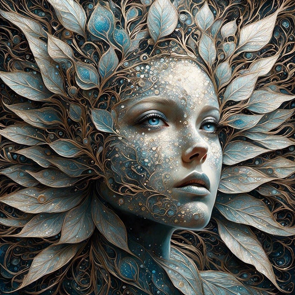 Frosty Blue Eyes in Liquid Ink Style