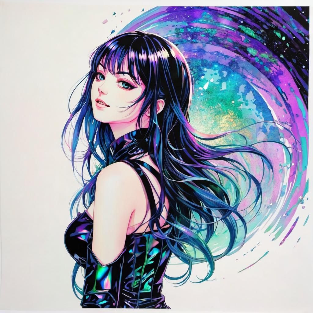 Anime Girl in Iridescent Art Print