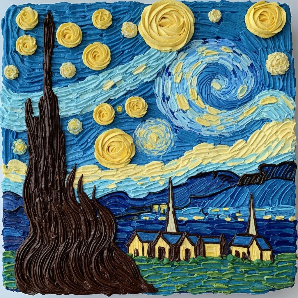 Starry Night Reimagined as Edible Cake Art