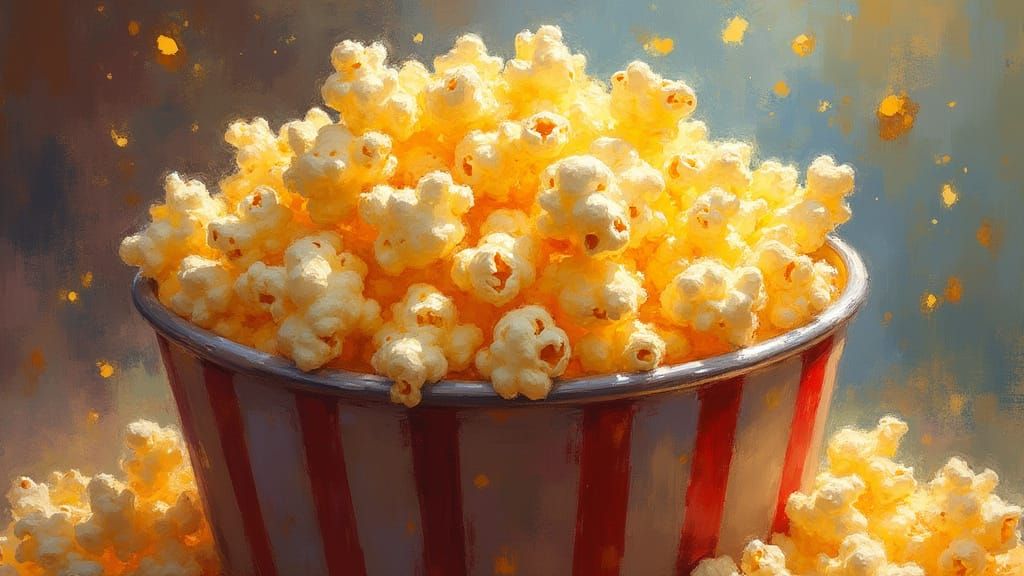 Buttered Popcorn in an Impressionistic Digital Art Style