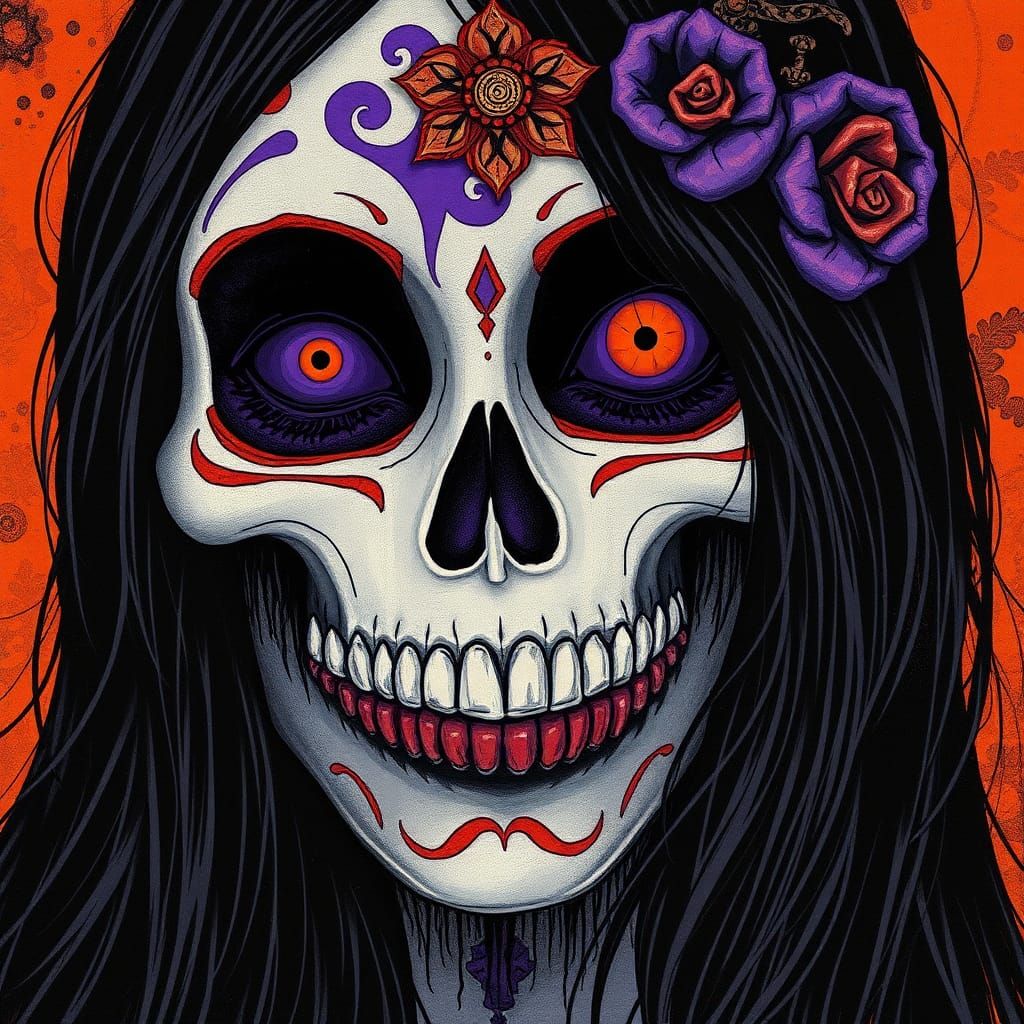 Beautiful gothic sugar skull