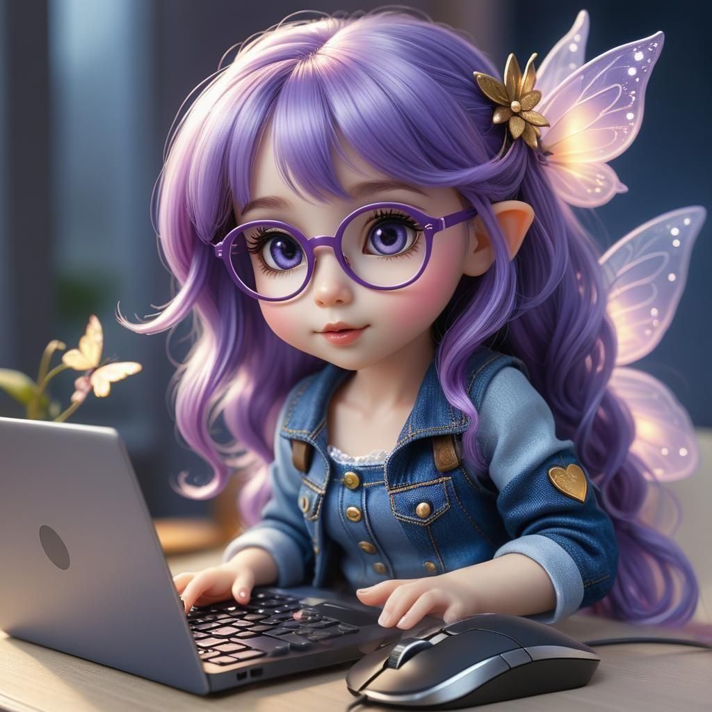 Denim Fairy Logging into Fairybook on Laptop