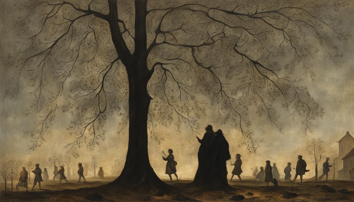 Bruegel-esque Oil Painting: God Walks the Earth