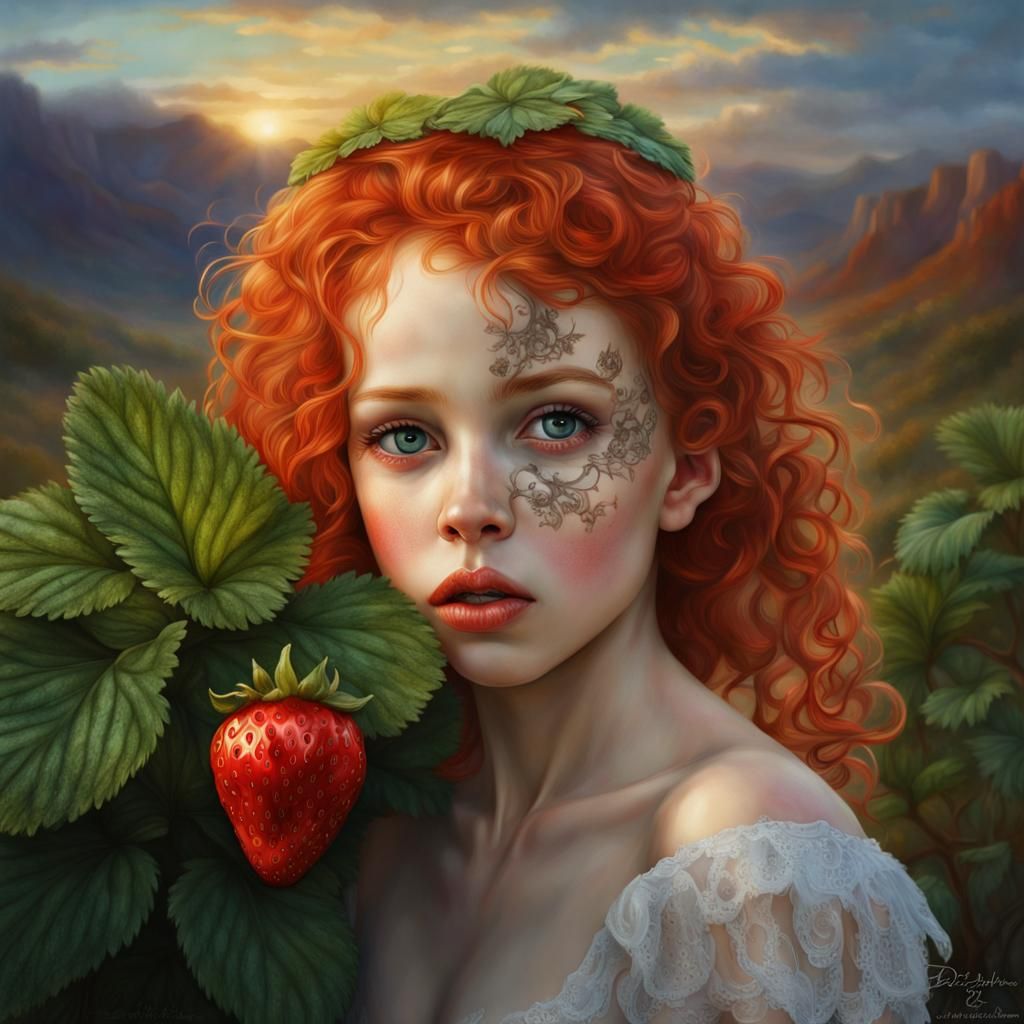 Strawberry Haired Model Portrait in Rococo Style