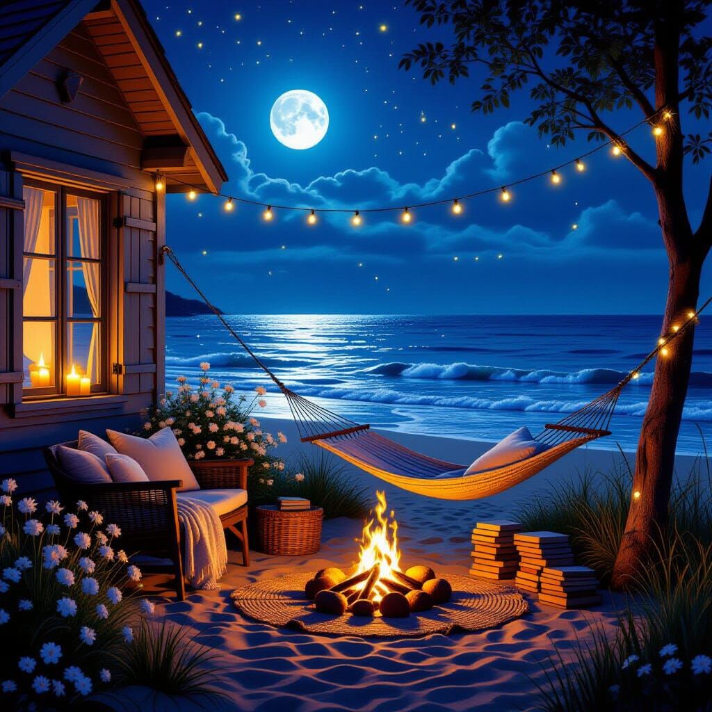 Dreamy Summer Night by the Sea