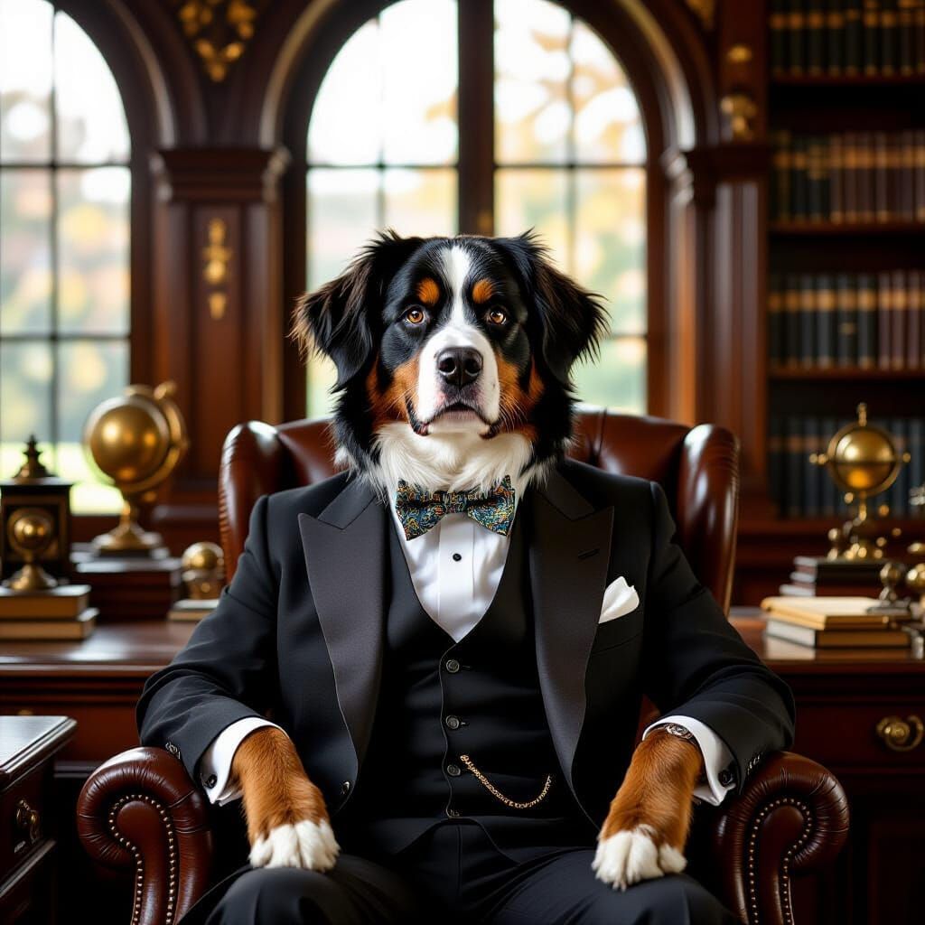 Bernese Mountain Dog Gentleman in Rembrandt Style