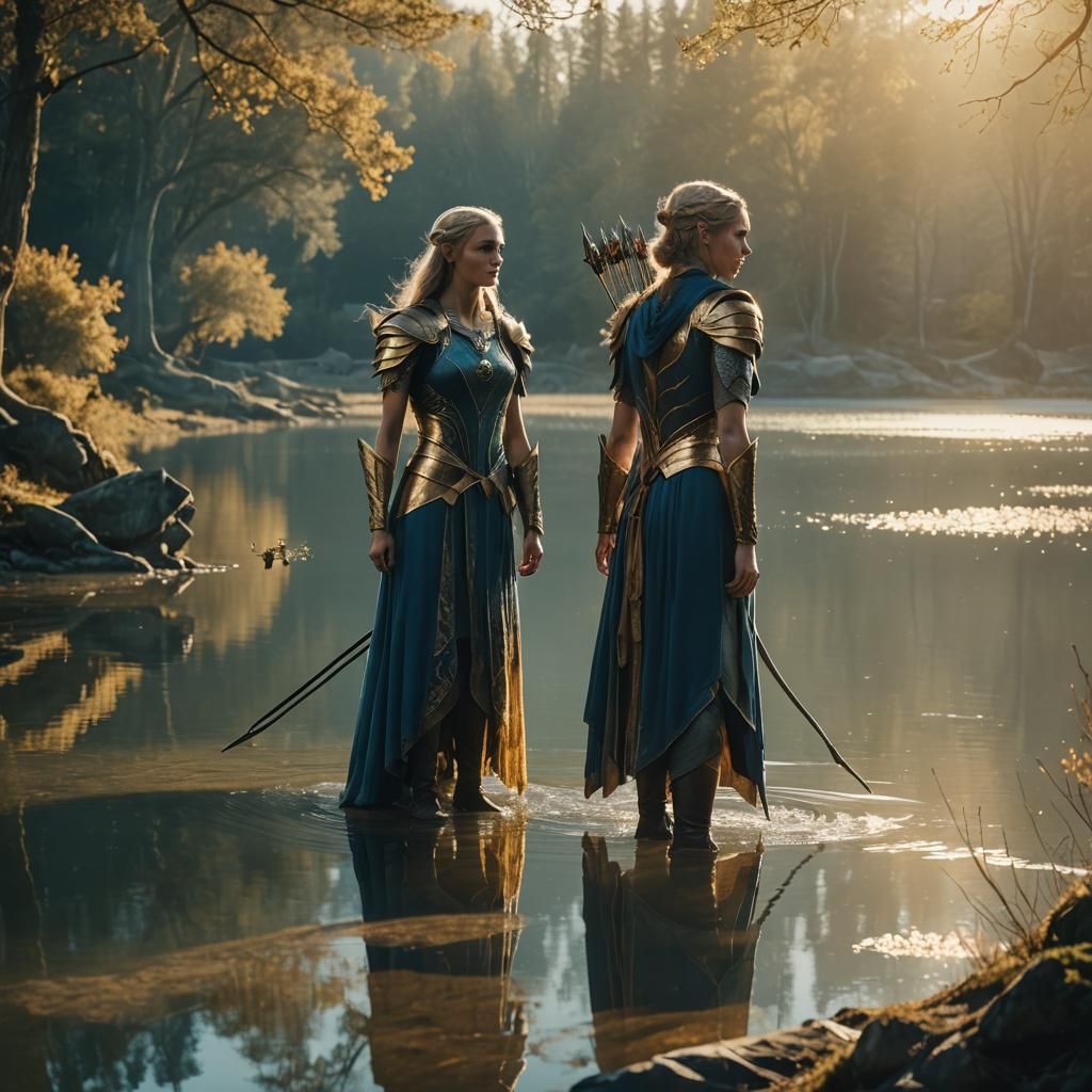 Elven Archers in Golden Light, Cinematic Film Still