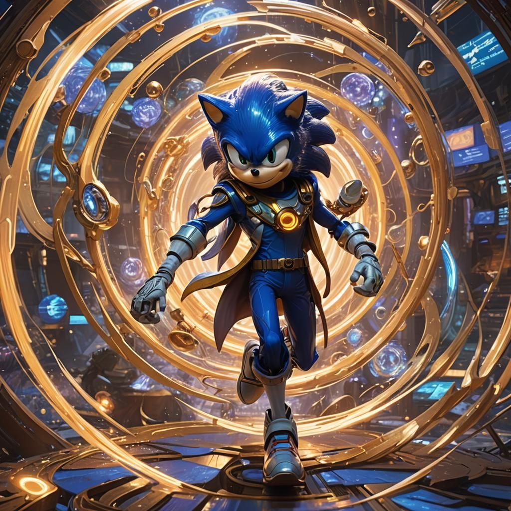 Sonic with Teleportation Ring, Sci-Fi Concept Art