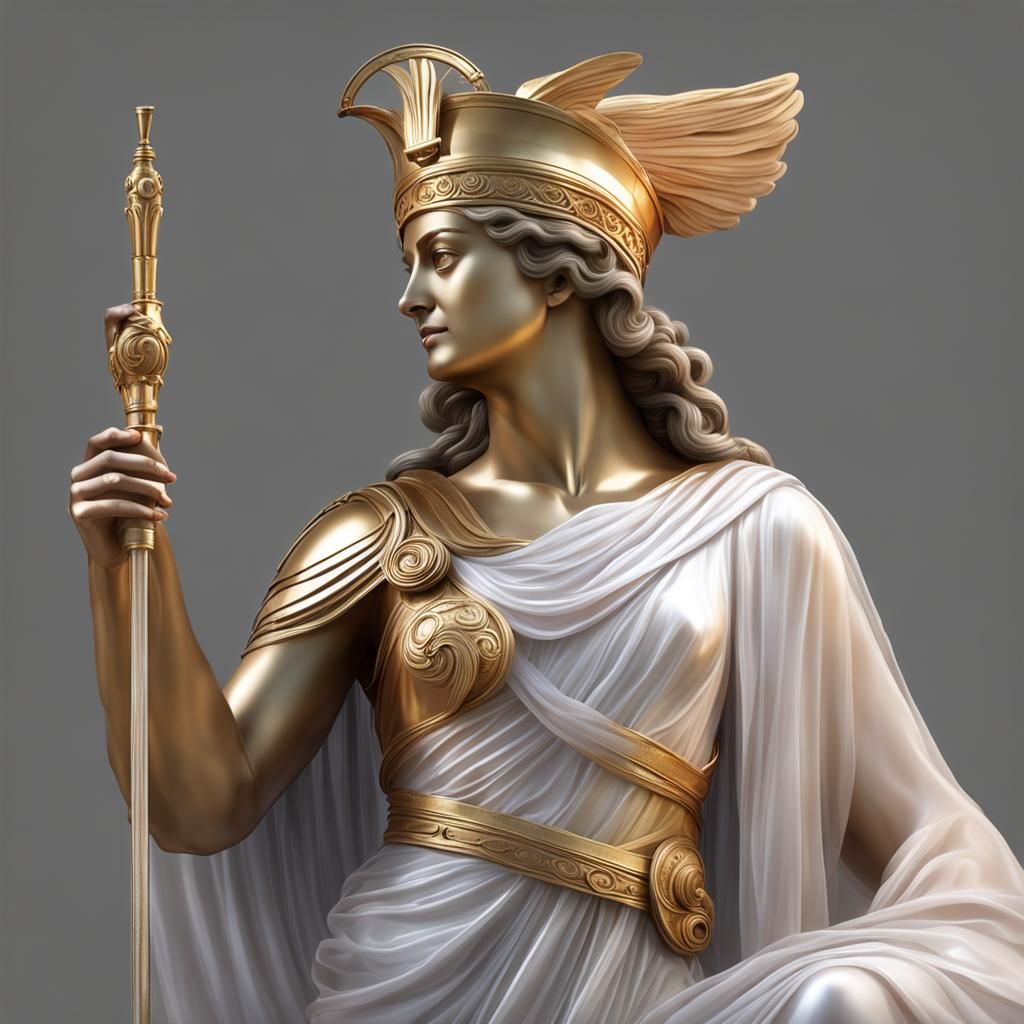 Athena in Revealing Robe, Volumetric Lighting, Illustration