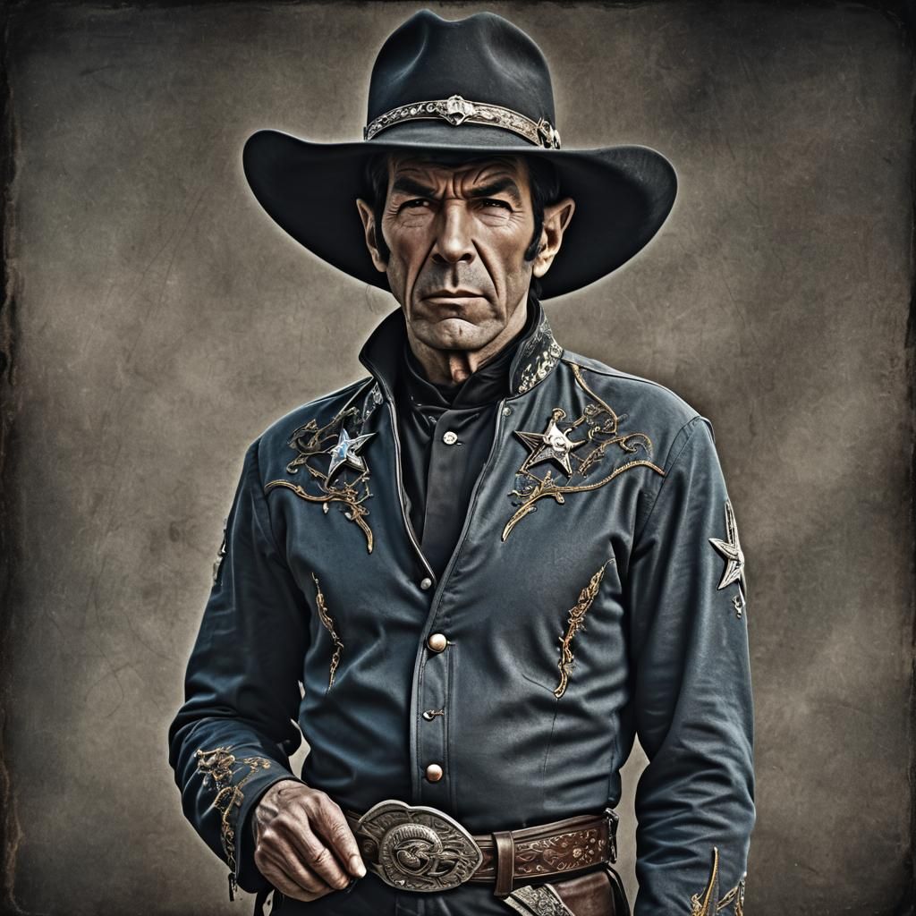 Hyperrealistic Cowboy Spock as Cinematic Outlaw