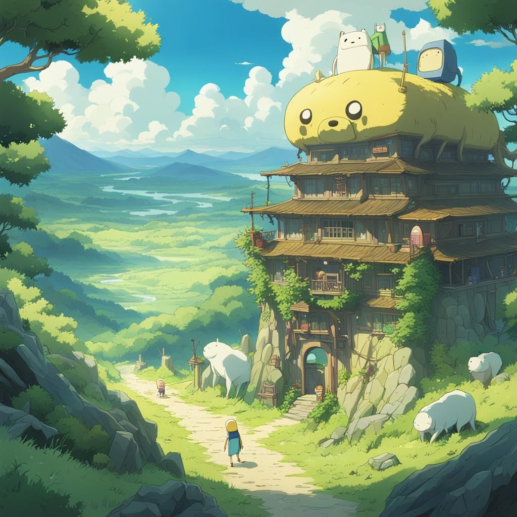 Anime Key Visual in Ghibli Style