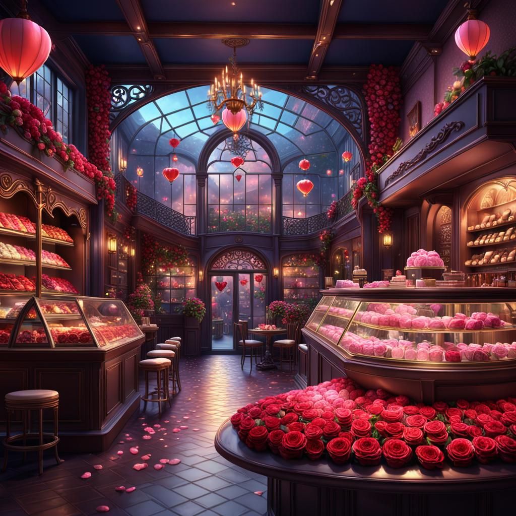 Chocolate shop, on the eve of Valentine's Day