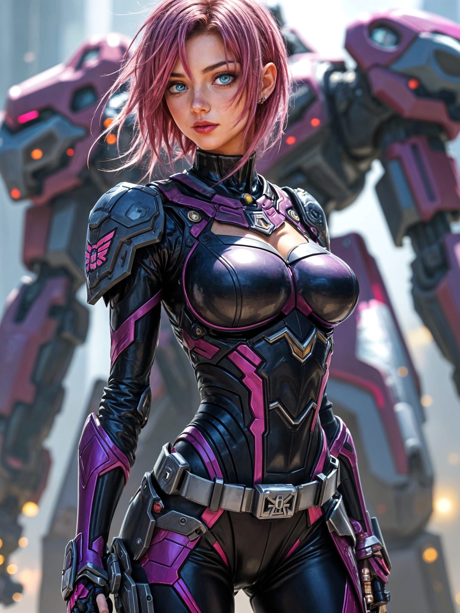 Cyberpunk Mecha Pilot Ready for Battle