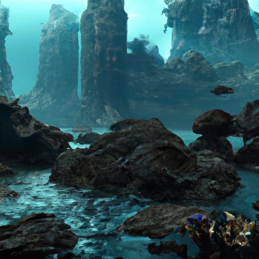 Fantastical Rocky Landscape Matte Painting in 8K