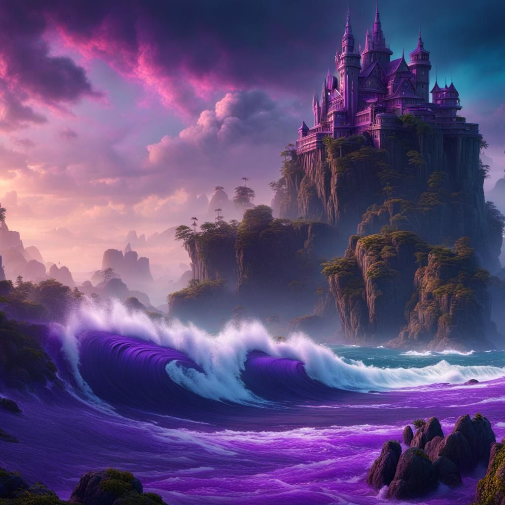 Ocean Dreams: Detailed Purple Fantasy Art