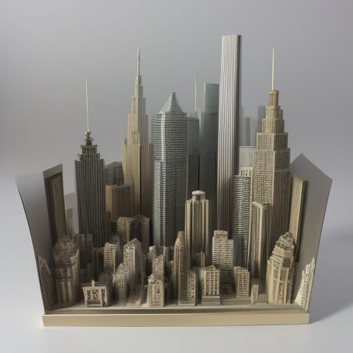 Detailed Paper Sculpture of a Cityscape