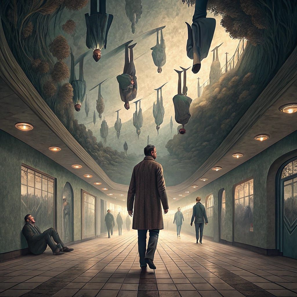 Surreal People Defy Gravity in Bizarre Upside-Down Dreamscap...