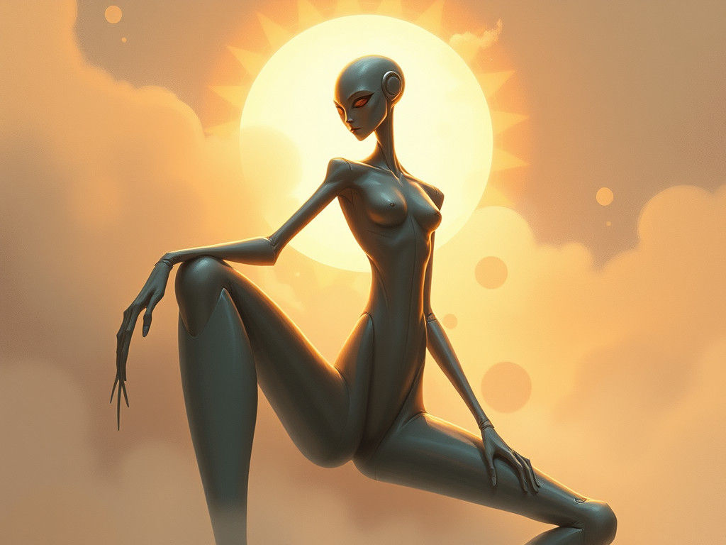 Ethereal Humanoid Figure Radiating Light in Digital Art Styl...