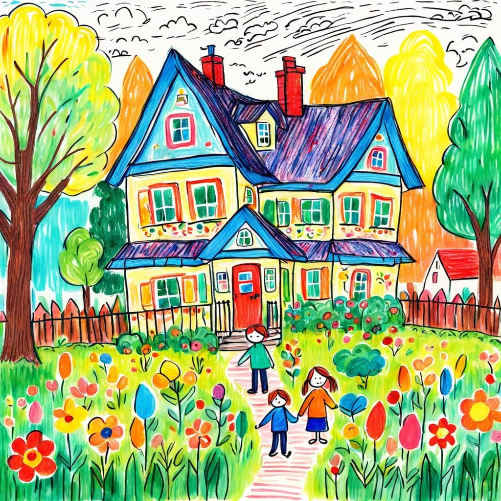 Charming Childlike Family Portrait in Garden