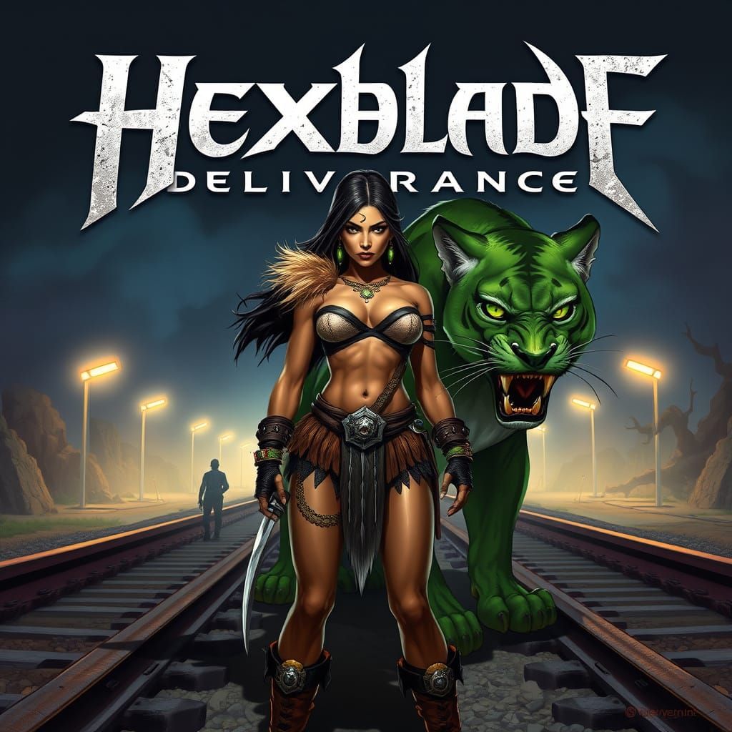 Half-Orc Warrior with Green Cougar on Louisiana Railway