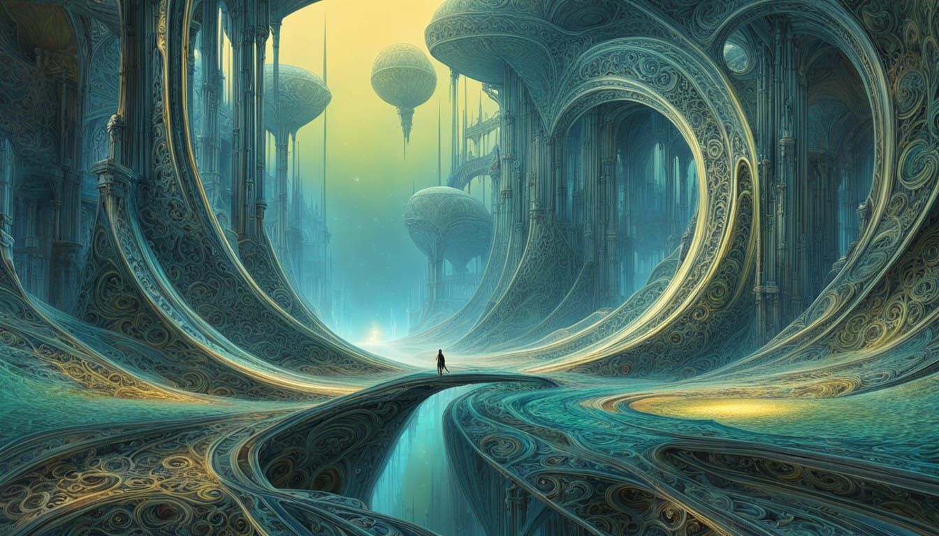 Ethereal Digital Entity in Iridescent Crystal Expanse