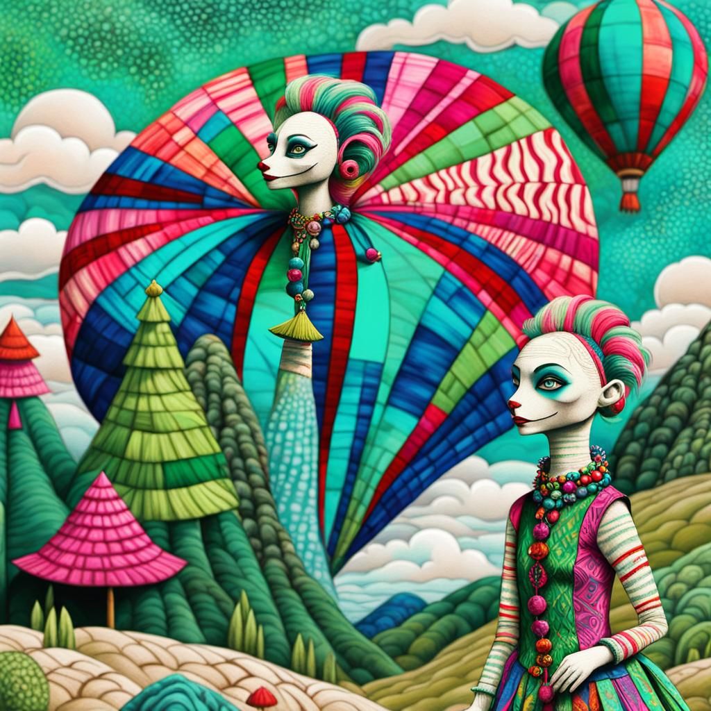 Harley Quinn in Fauvist Psychedelic Primitivism Style