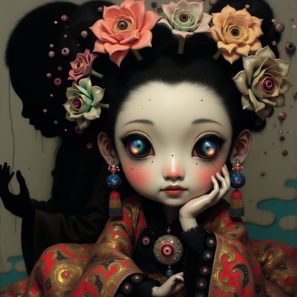 Bunraku Puppet in Resplendent Hime Attire