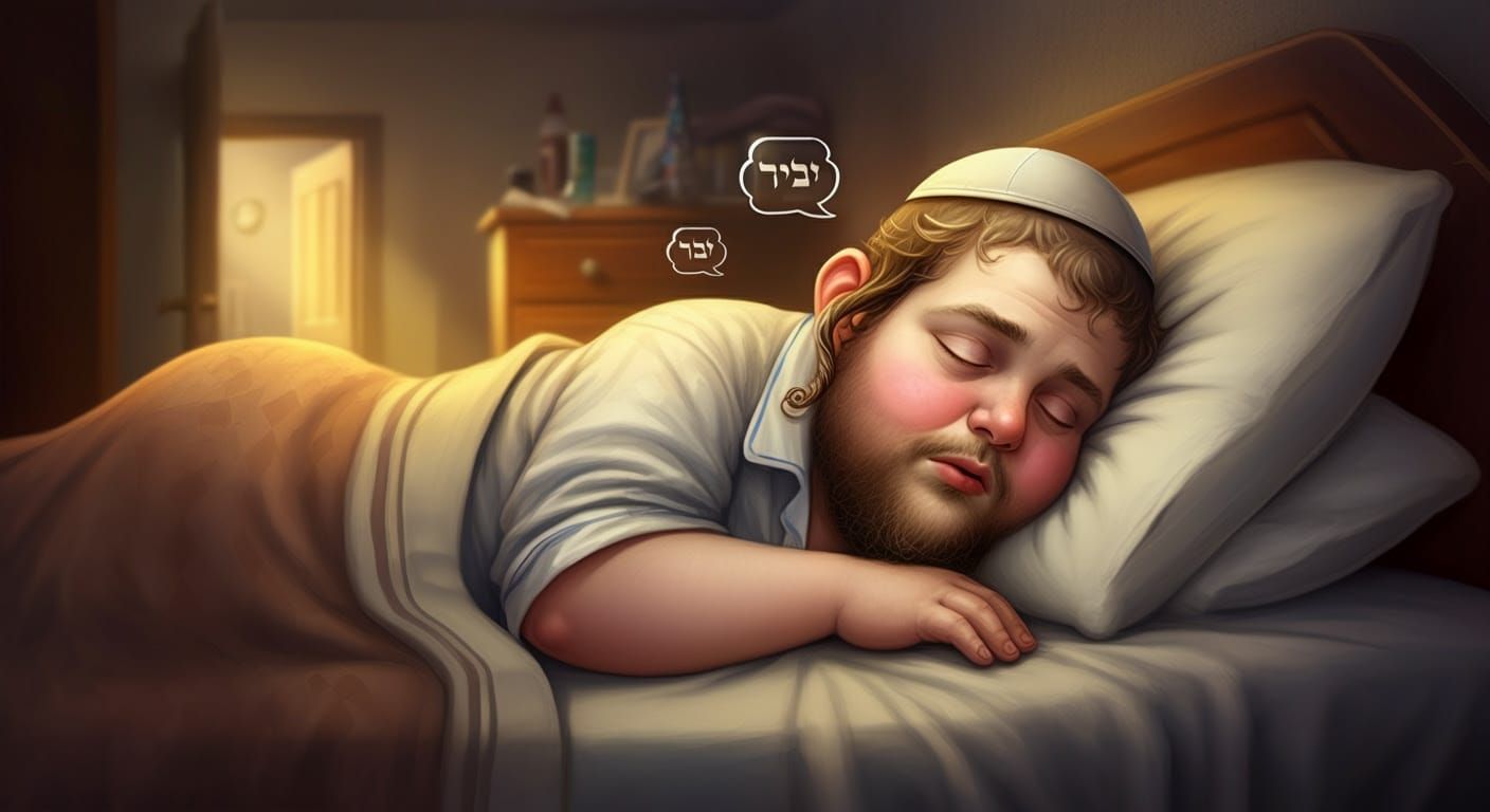 Hasidic Man in Slumber, Digital Illustration