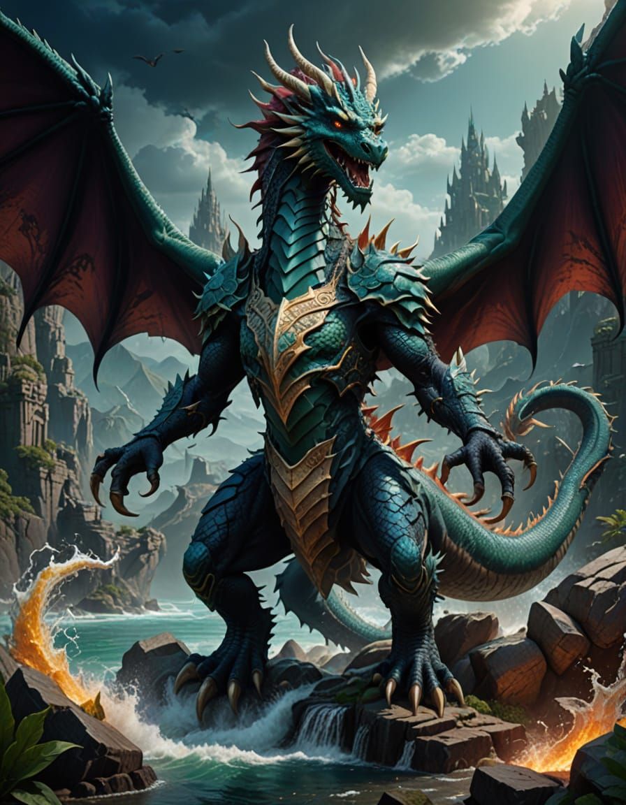 Tiamat: Dragon Goddess of Chaos in Matte Painting