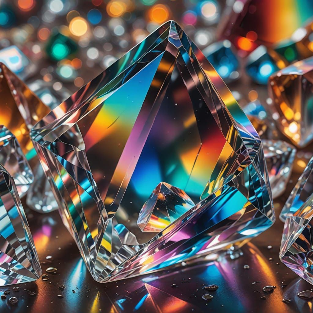 Quartz Prism Produces Rainbow: Hyper-Realistic Digital Art