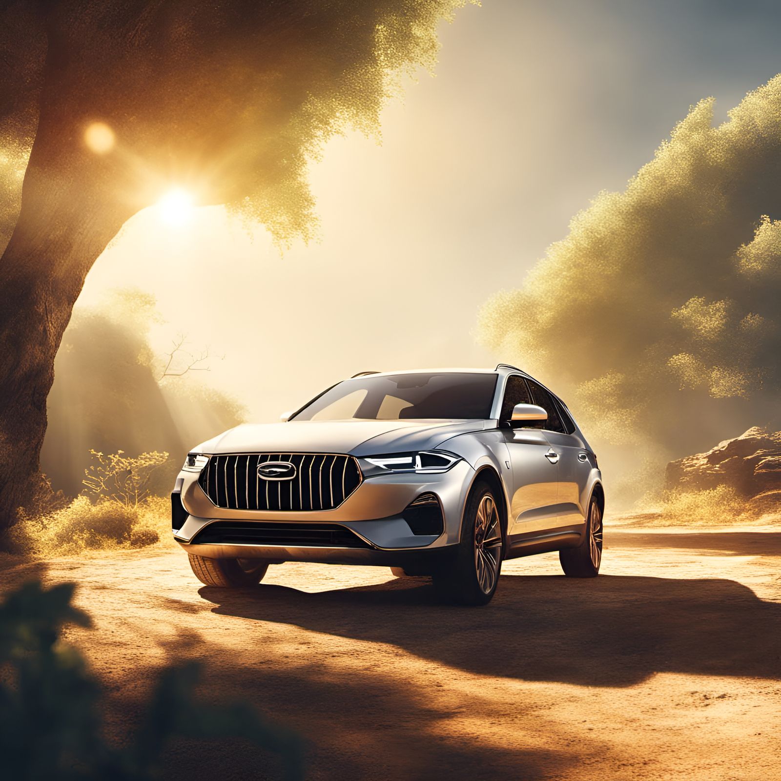 Car in Sunny Outdoor Exploration: High-Definition Photograph...