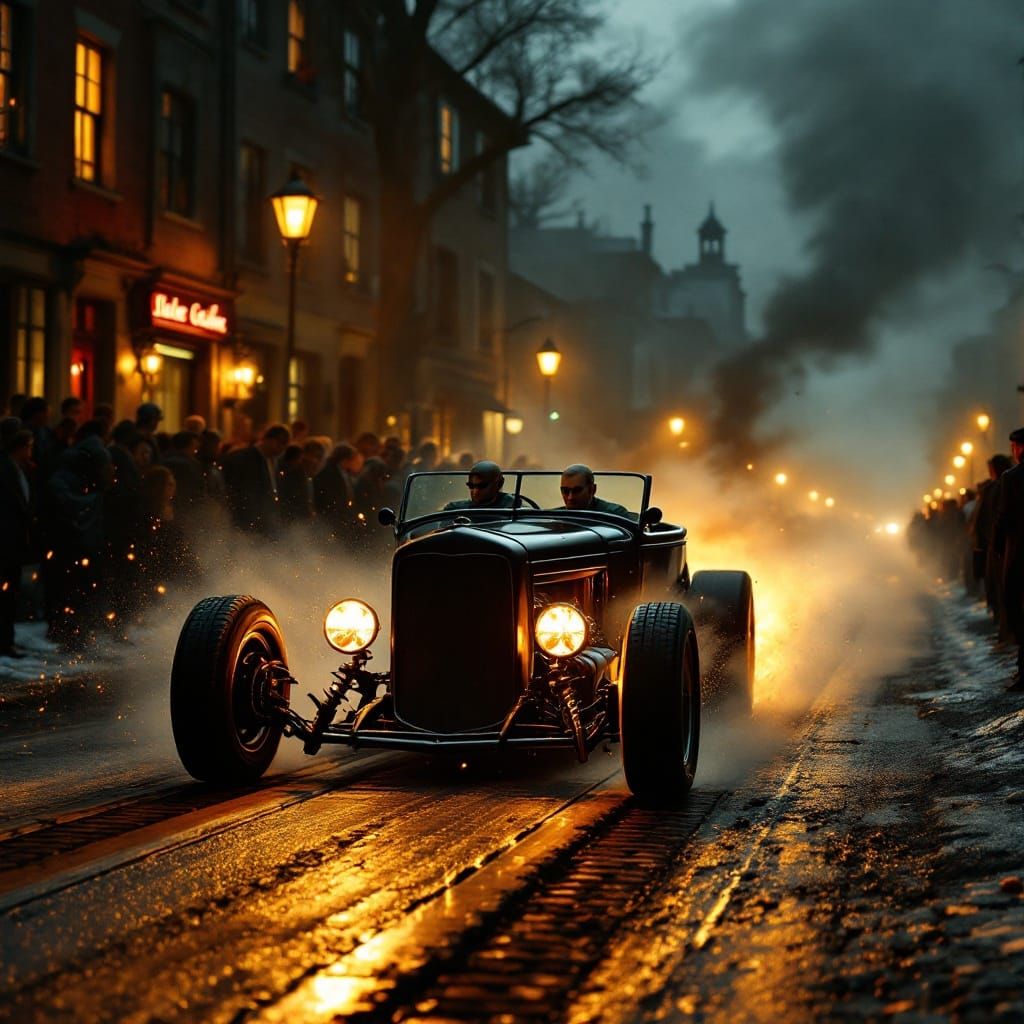 Vibrant Nighttime Scene of Weimar Republic Street in Natural...