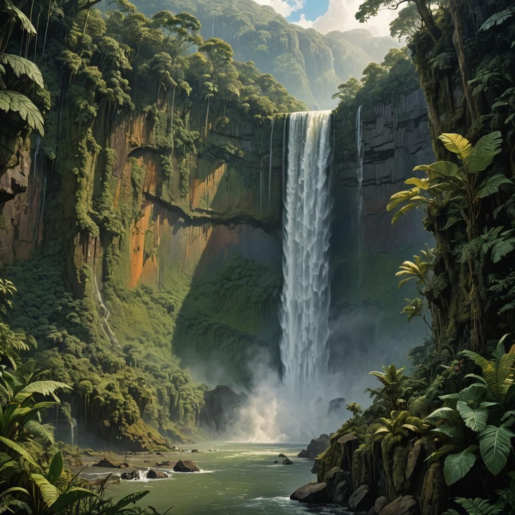 Majestic Kaieteur Falls: Epic Cinematic Digital Painting