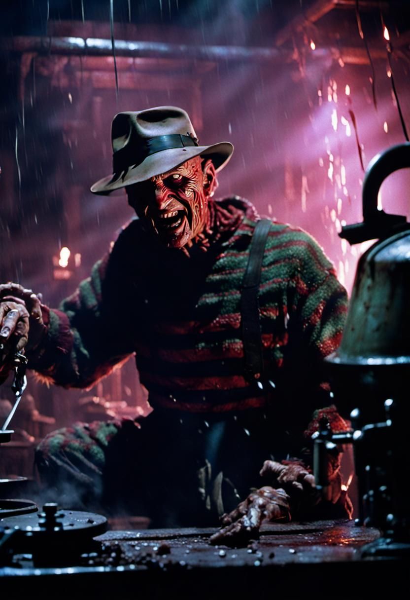 Freddy Krueger in Dark Boiler Room: Hyperrealistic Film
