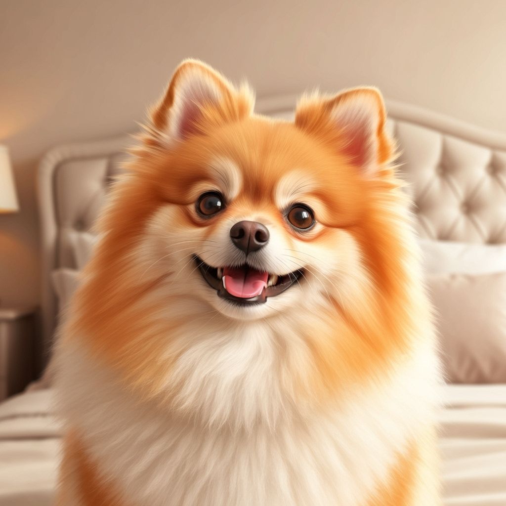 Fluffy Pomeranian Portrait in Golden Hour Light