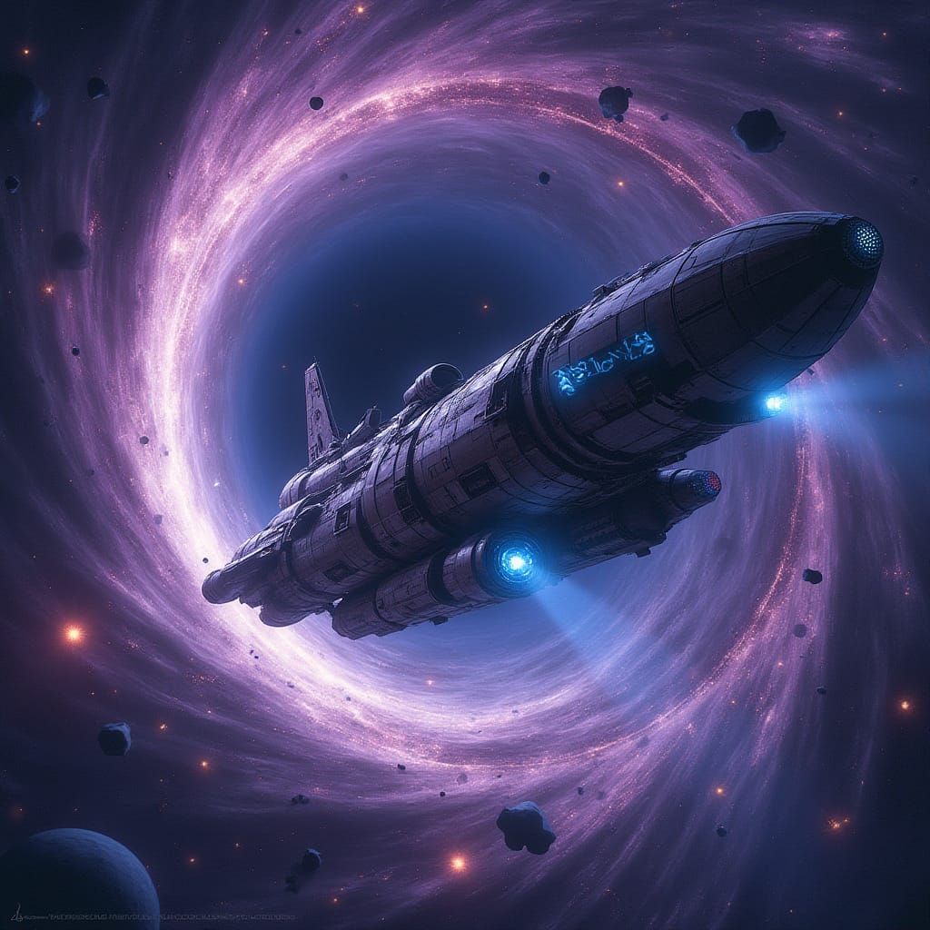 Gigantic Starship Evades Cosmic Black Hole in Dazzling Displ...