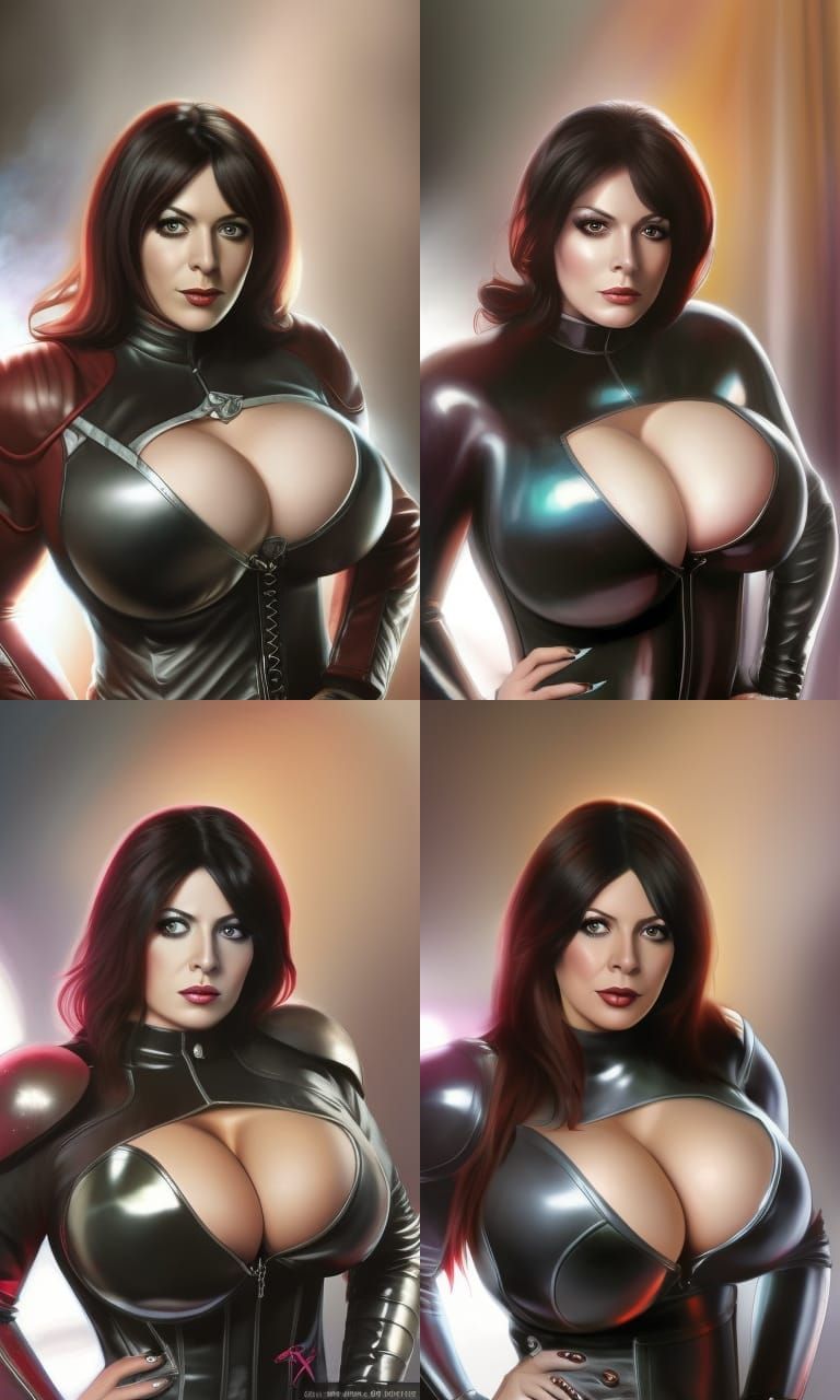 Bimbo Portrait with XL Implants in Hyperdetailed Style