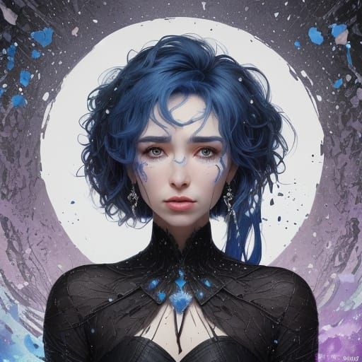 Sad Face in Surreal Magical Portrait