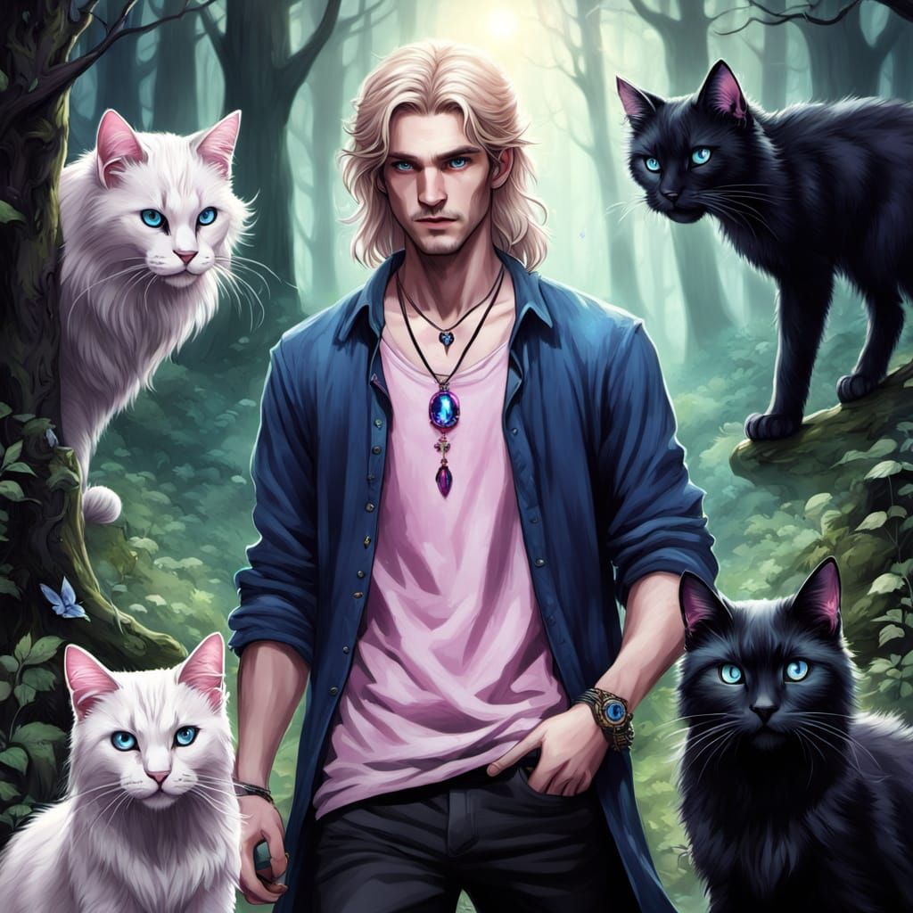 Handsome Blond Man in Magic Forest, Fantasy Art