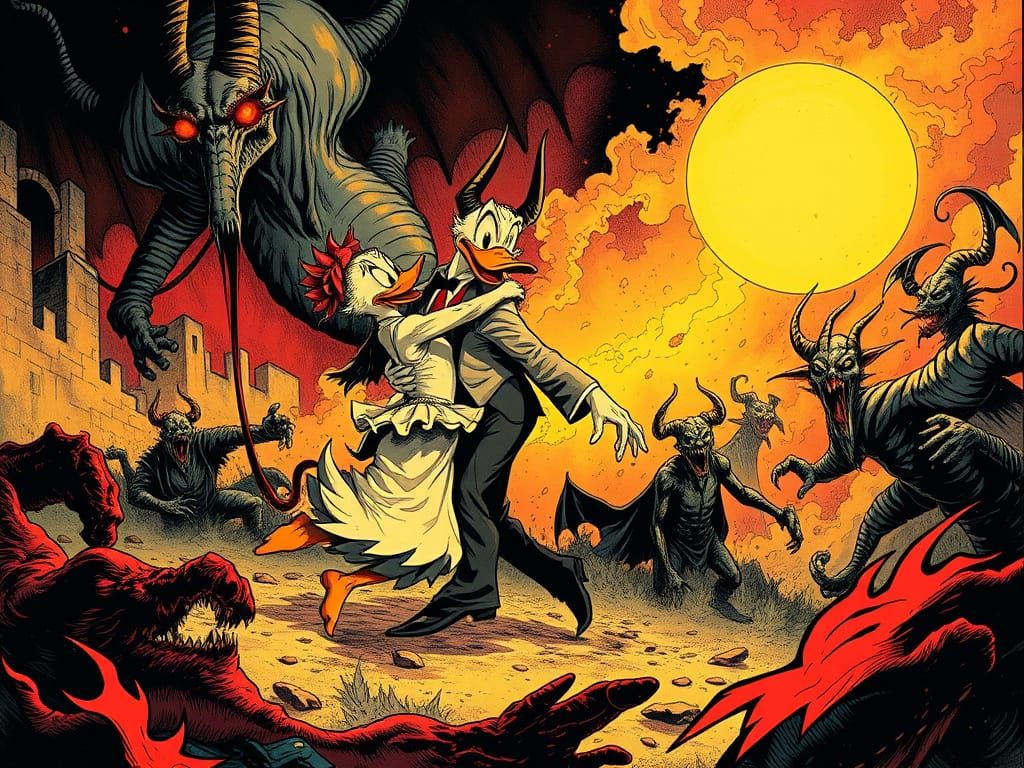 Toxic Duck and Linda Duck Tango in Hellish Retro-Futuristic ...