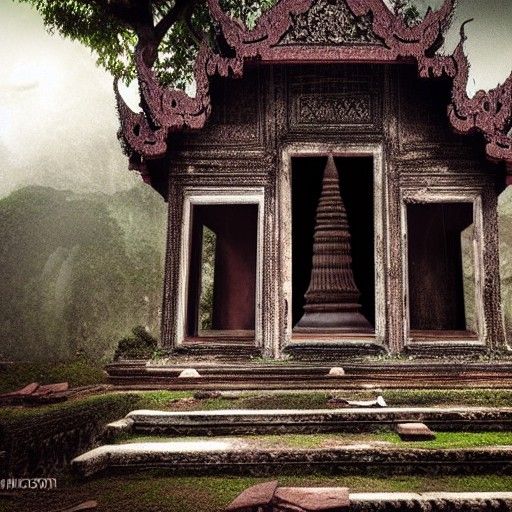 Spooky Abandoned Temple in Thailand: Matte Painting