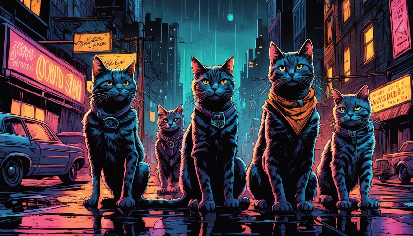 Gotham Stray Cats in Gangstercore Comic Art
