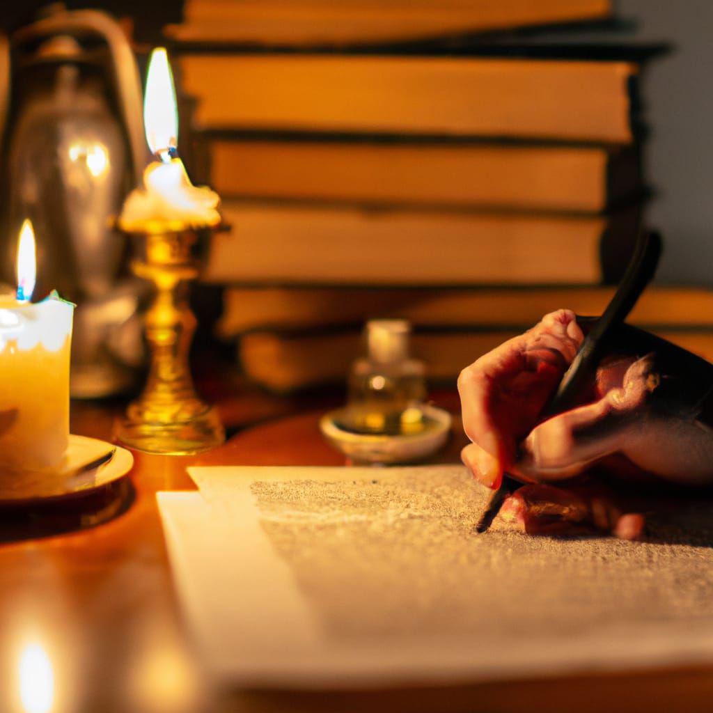 Renaissance Writer at Work: Candlelit Novel Creation