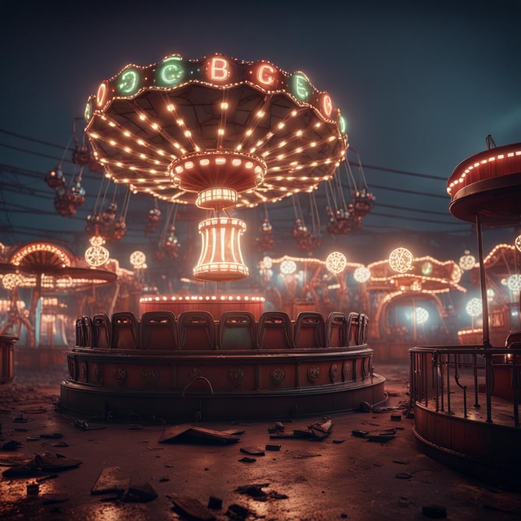 Creepy Abandoned Funfair in Cinematic 3D