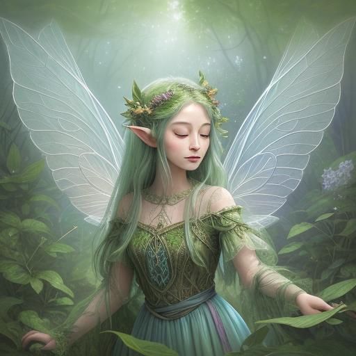 Fairy Elf in Flight: Whimsical Fantasy Art