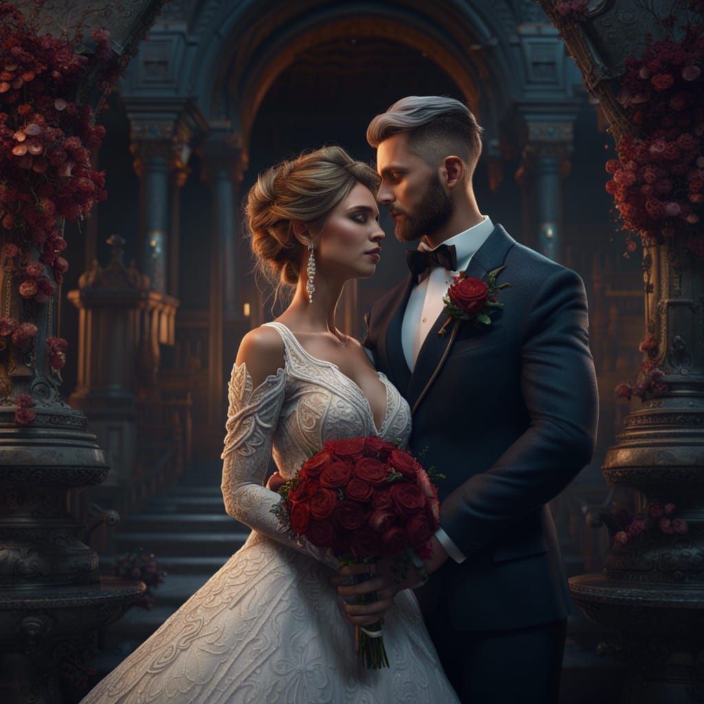 Realistic 16k Portrait of a Bride and Groom