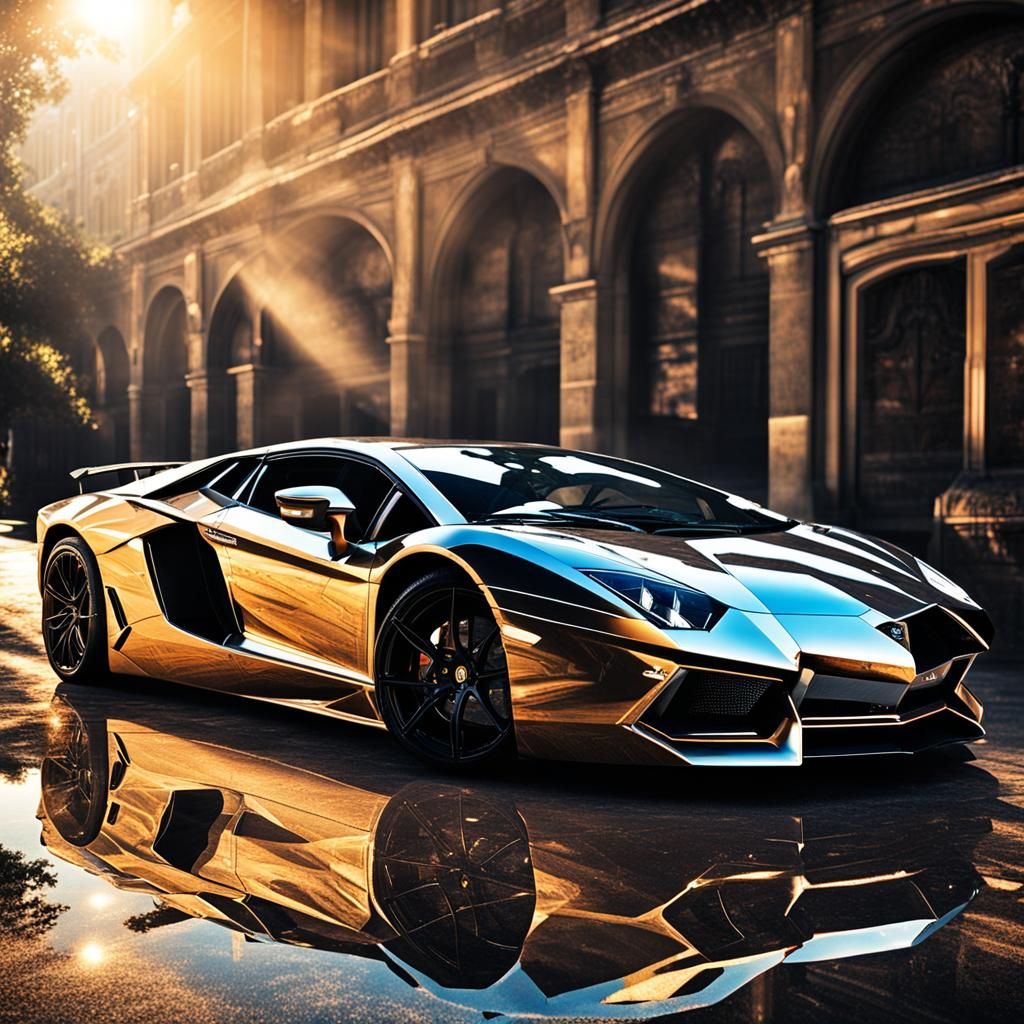 Lamborghini Aventador in Sunlight: Hyperrealistic Detailed A...
