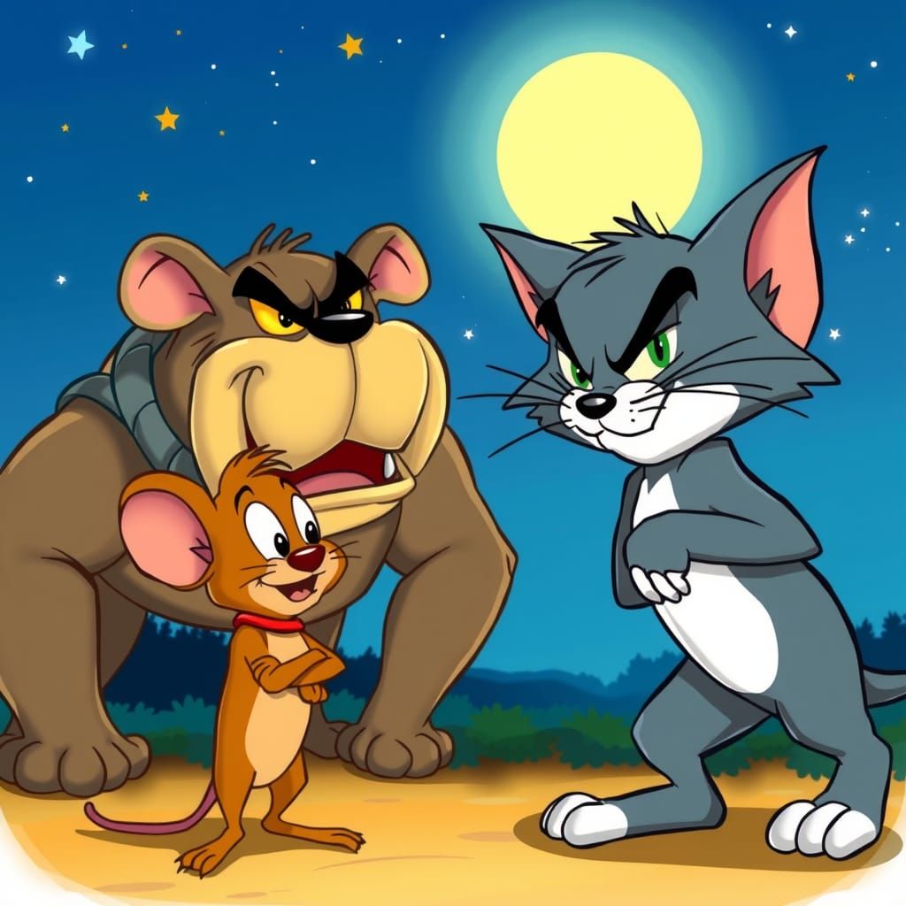 Classic Cartoon Cat and Mouse Chase Scene