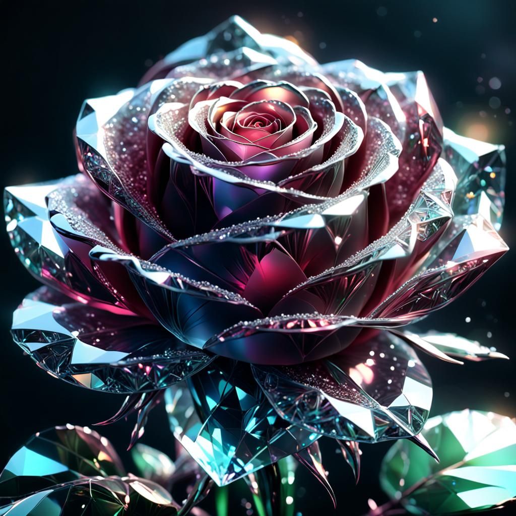 Diamond Crystal Rose: Iridescent Faceted Close-up