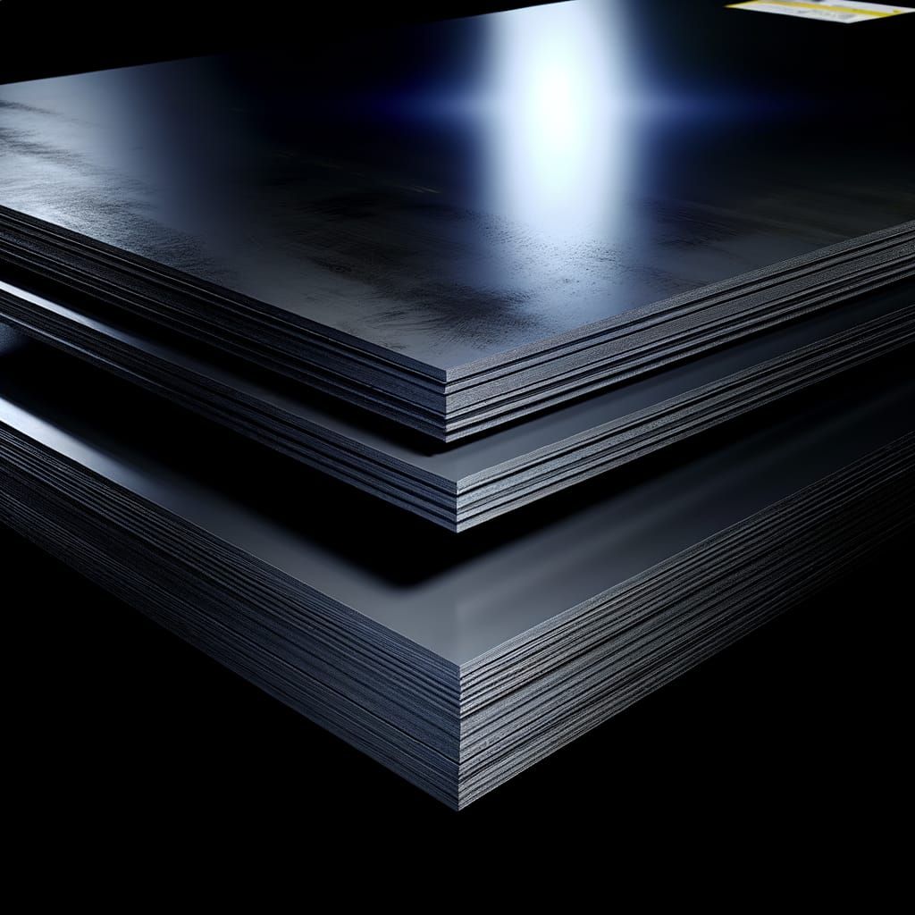 Dramatic Stack of Hot-Rolled Steel Sheets